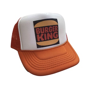 Burger King Trucker Hat Vintage Style Retro Orange Trendy Gift Idea Unisex One-Size Adjustable Mesh Foam Adjustable Snapback Trucker Cap