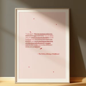 Perks of Being a Wallflower Digital Print | Digital Posters | Book Quotes Print | Bookish Poster | Book Lover Art Print | Digital art