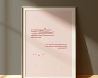 SONG OF ACHILLES Quote Digital Print | 2 Colors | Digital Posters | Book Quotes Print | Bookish Poster | Book Lover Art Print | Digital art