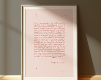 JUST FOR THE SUMMER Digital Print | 2 Colors | Digital Posters | Book Quotes Print | Bookish Poster | Book Lover Art Print | Digital art