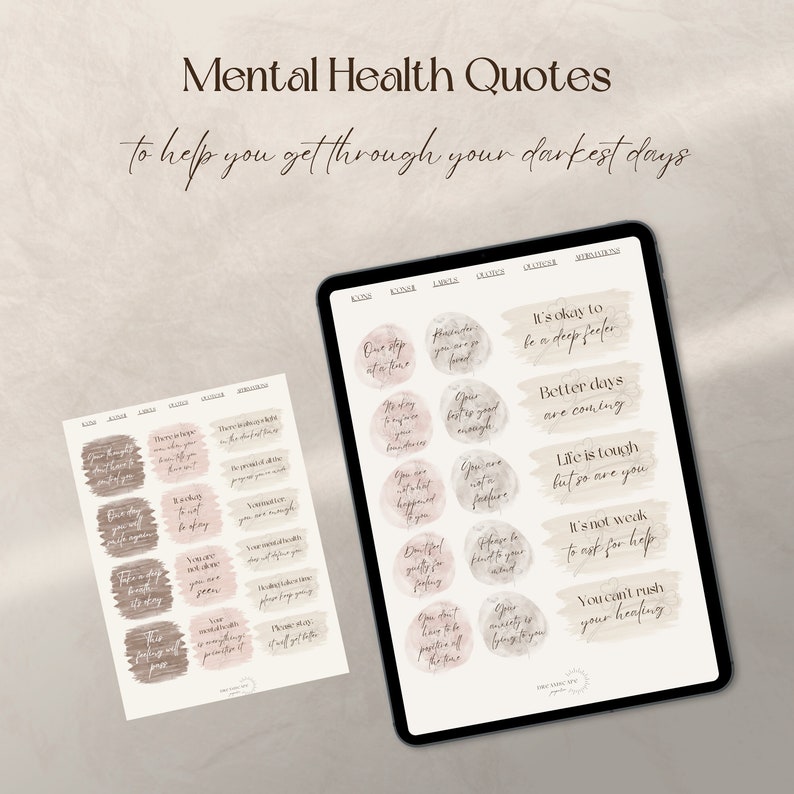 Digital Stickers Mental Health Stickers Journal Stickers Anxiety Stress