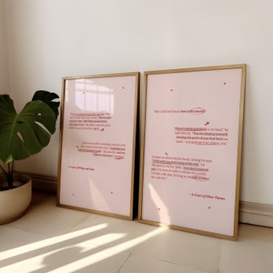 Impresiones digitales ACOTAR SET DE 2 | Carteles digitales | Citas de libros para imprimir | Carteles de libros | Impresión artística del amante de los libros | Nesta y Cassian
