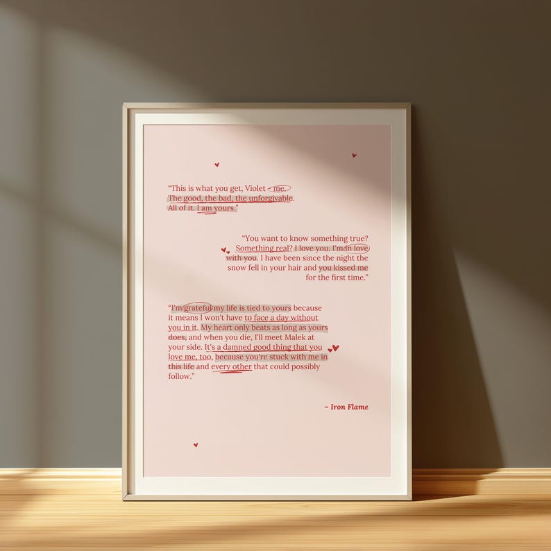 FOURTH WING Digital Print | Xaden Quote | 2 Colors | Digital Posters | Book Quotes Print | Bookish Poster | Book Lover Art Print | BookTok image 1