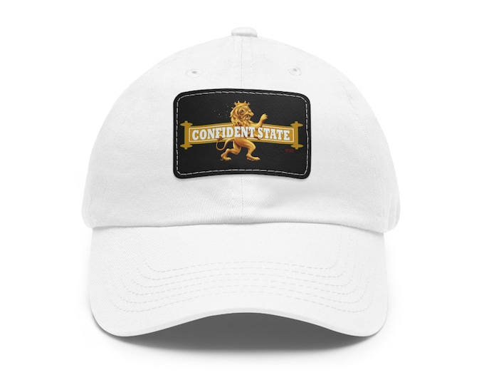 Confident State Dad Hat with Leather Patch (Rectangle)