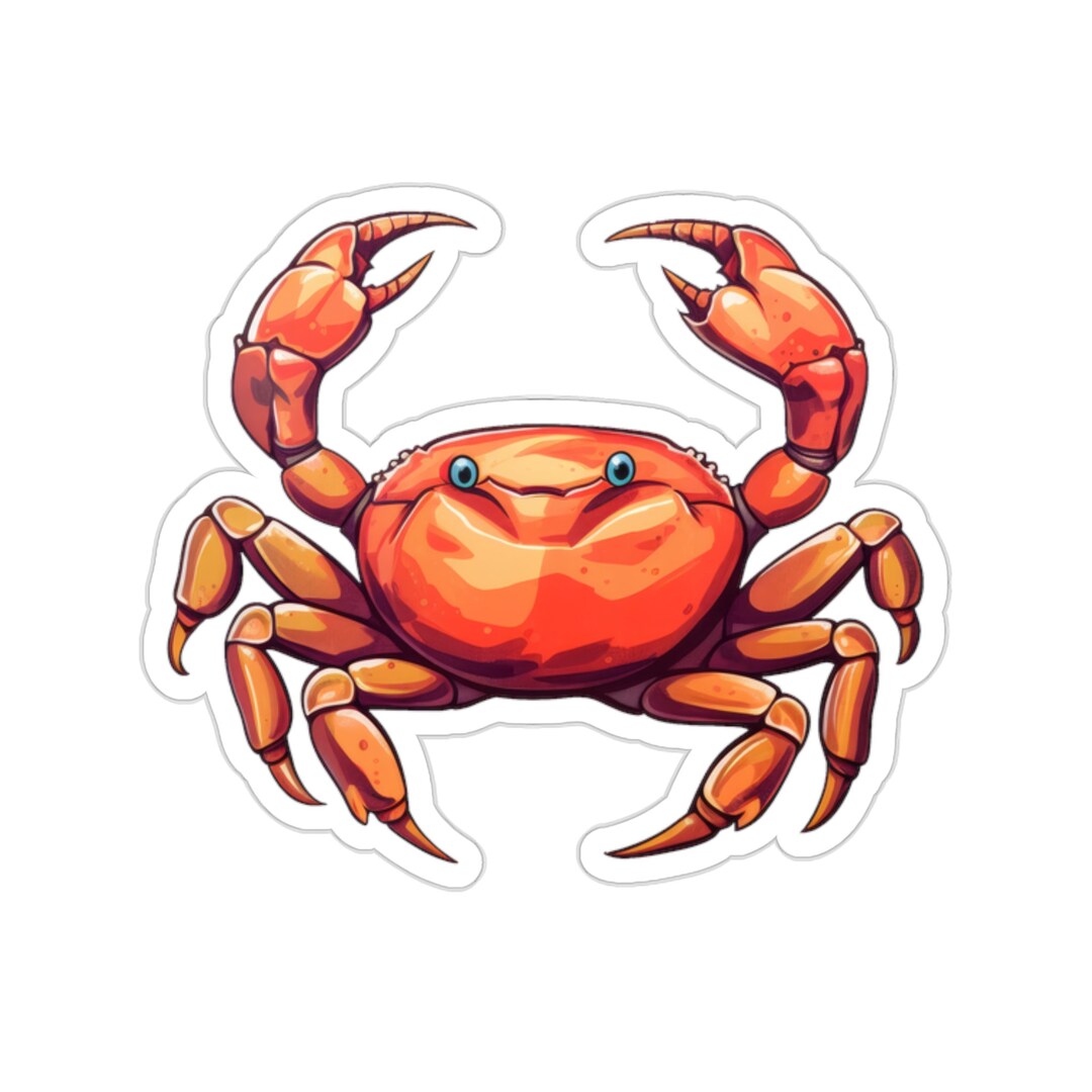 Crab Sticker 2 Crab Stickers Crab Animal Sticker Funny Etsy