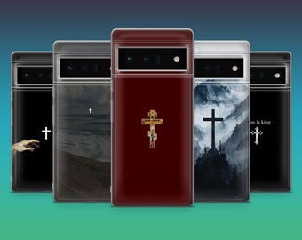 Christian Cross Phone Case Jesus Religious Cover for Google Pixel 9Pro, 8A, 8Pro, 7Pro, 7A, 6A, Samsung S25, S24FE, S23, A16, iPhone 16, 15