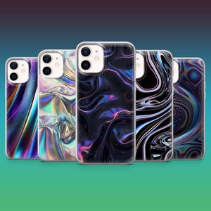 Holographic Phone Case Rainbow Swirl Cover for iPhone 16, 15, 14, 13, 12, Samsung S25, S24, S23FE, S22, A16, A26, A56, Pixel 9Pro, 8A, 7
