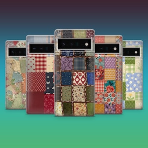 Quilt telefoonhoesje vintage patchwork hoes voor Google Pixel 10, 10Pro, 9, 9Pro, 8A, 8, 7A, 6A, Samsung S26, S25, S24Fe, A16, iPhone 17, 16