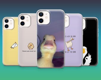 Funny Duck Phone Case Meme Duck Hilarious Cover for iPhone 16, 15, 14, 13, 12, Samsung S25, S24, S23FE, S22, A16, A26, A56, Pixel 9A, 8A, 7