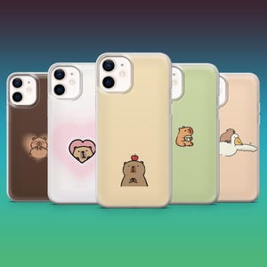 Custodia per telefono Capybara, custodia minimalista e carina per iPhone 16, 15, 14, 13, 12, Samsung S25, S24, S23FE, S22, A16, A26, A56, Pixel 9Pro, 8A, 7