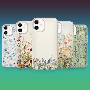 Wildblumen Handyhülle Floral Botanical Cover für iPhone 16, 15, 14, 13, 12, Samsung S25, S24, S23FE, S22, A16, A26, A56, Pixel 9Pro, 8A, 7