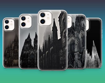 Coque de portable cathédrale pour iPhone 17Pro, 16, 15, 14, 13, 12, Samsung S25, S24, S23Fe, S22, A16, A26, A56, Pixel 10, 9Pro