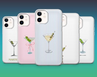 Martini Phone Case Elegant Cocktail Drink Lover Cover for iPhone 16, 15, 14, 13, 12, Samsung S25, S24, S23FE, A26, A56, Pixel 9Pro, 8A, 7