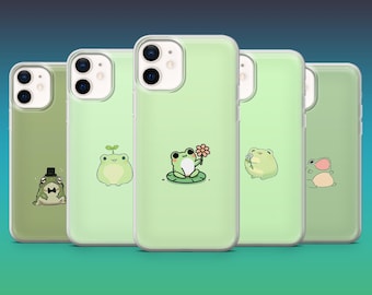 Minimal Frog Phone Case Cute Simple Animal Cover for iPhone 17Pro, 16, 15, 14, 13, 12, Samsung S25, S24, S23, A16, A26, A56, Pixel 10, 9Pro