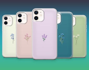 Minimalist Flower Phone Case Simple Floral Cover for iPhone 16, 15, 14, 13, 12, Samsung S25, S24, S23, S22, A16, A26, A56, Pixel 9Pro, 8A, 7