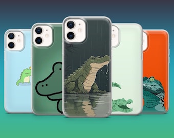 Crocodile Phone Case Alligator Aesthetic Reptile Cover for iPhone 16, 15, 14, 13, 12, Samsung S25, S24, S23FE, A16, A26, A56, Pixel 9A, 8A