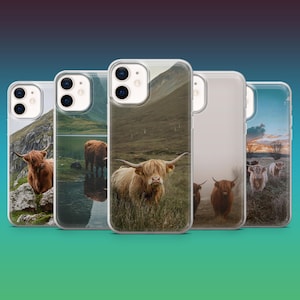 Highland Cow Phone Case Western Aesthetic Cover for iPhone 16, 15, 14, 13, 12, Samsung S25, S24, S23FE, S22, A16, A26, A56, Pixel 9A, 8A, 7