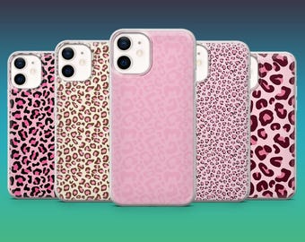 Leopardmönstrat telefonskal, tjejigt trendigt fodral för iPhone 17Pro, 16, 15, 14, 13, 12, Samsung S25, S24, S23, S22, A16, A26, A56, Pixel 10, 9Pro