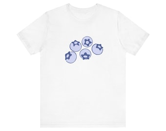Camiseta de manga corta con patrón de arándanos de verano, linda camiseta de arándanos, camiseta 2023, camiseta de frutas acogedora, camiseta amante de los arándanos