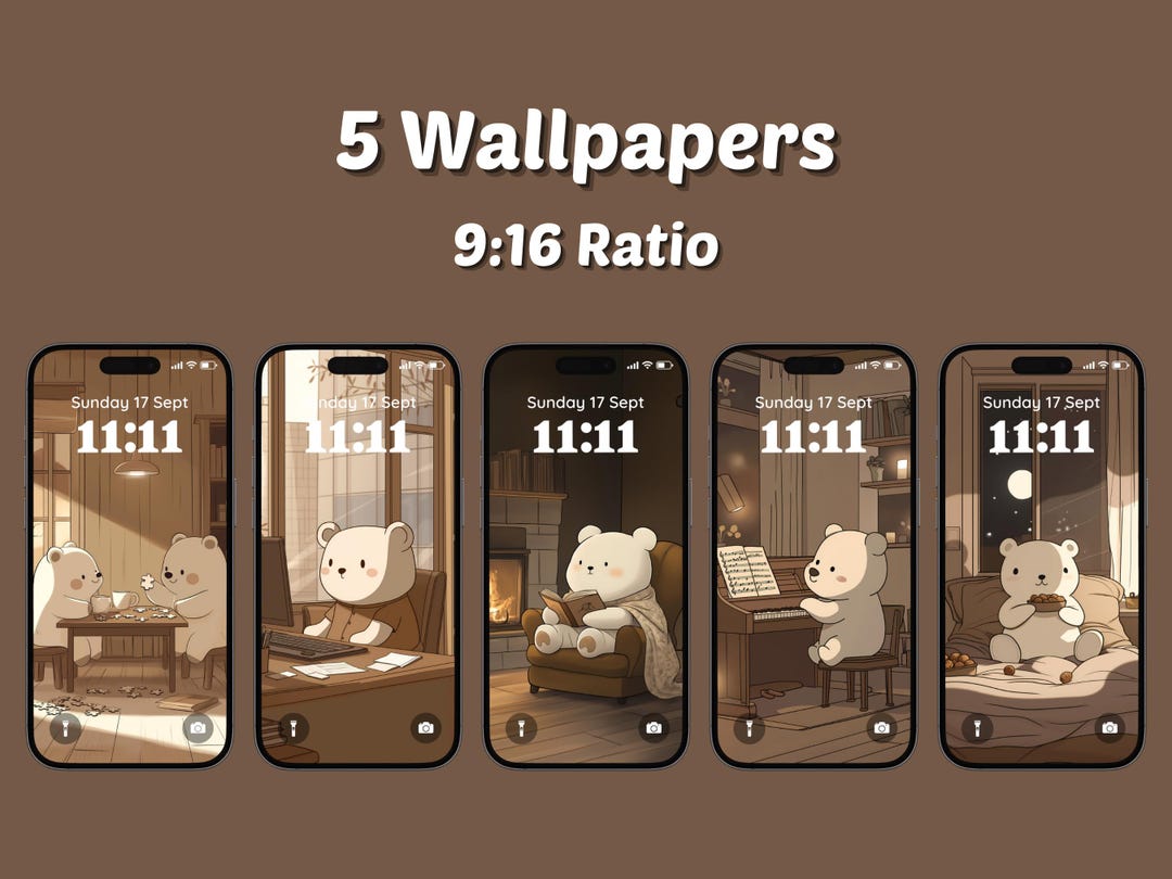 Beige Bear Wallpaper, Cozy Aesthetic iPhone Backgrounds, Cute and