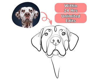 Hund Linie Kunst, Hund Illustration, Haustier Linie Zeichnung, Benutzerdefinierte Linie Zeichnung, Einzelne Linie Zeichnung, Eine Linie Zeichnung, Hundeporträt, Haustier Porträt