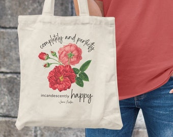 Jane Austen tote Pride and Prejudice gift natural cotton tote bag book lover multipurpose tote English teacher bookish gift Elizabeth Bennet