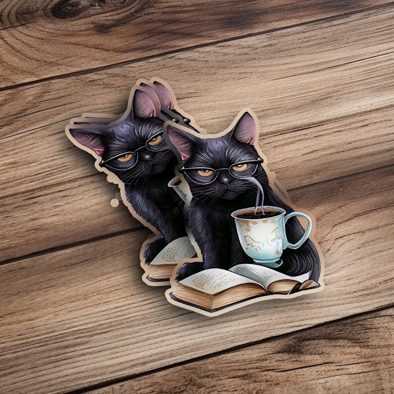Vinyl Black Cat Sticker Gift Scratch Resistant Easy Peel Sticker Gothic ...