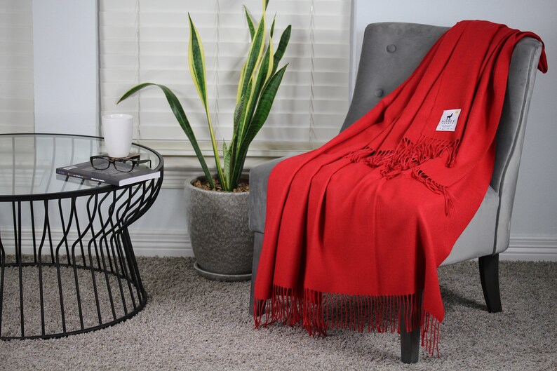 Alpaca Wool Blanket 100 Baby Alpaca Solid Color, Handmade in Peru
