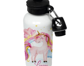 Unicorn Rainbow - 500ml Water Bottle  - Personalised with name