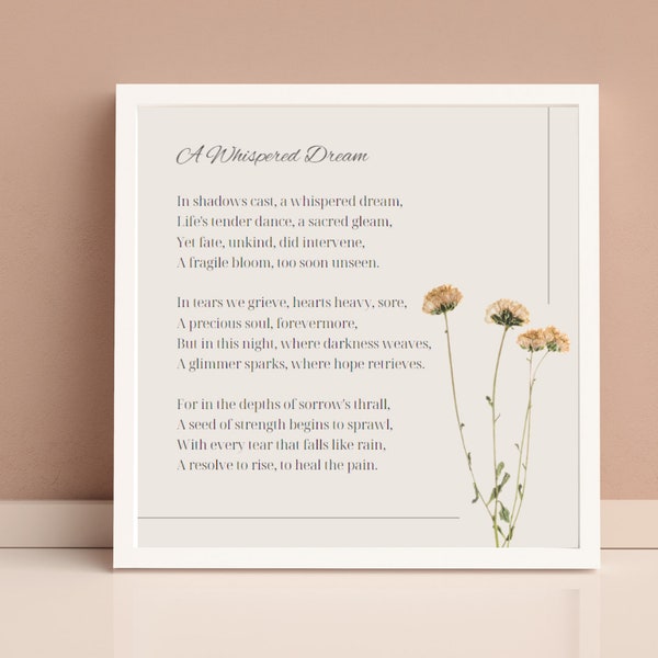 Baby Loss Poem, Pregnancy Loss Gift, Miscarriage Poem, Miscarriage Keepsake, Funeral Poem, Stillbirth, Baby Loss Print, Printable Poem