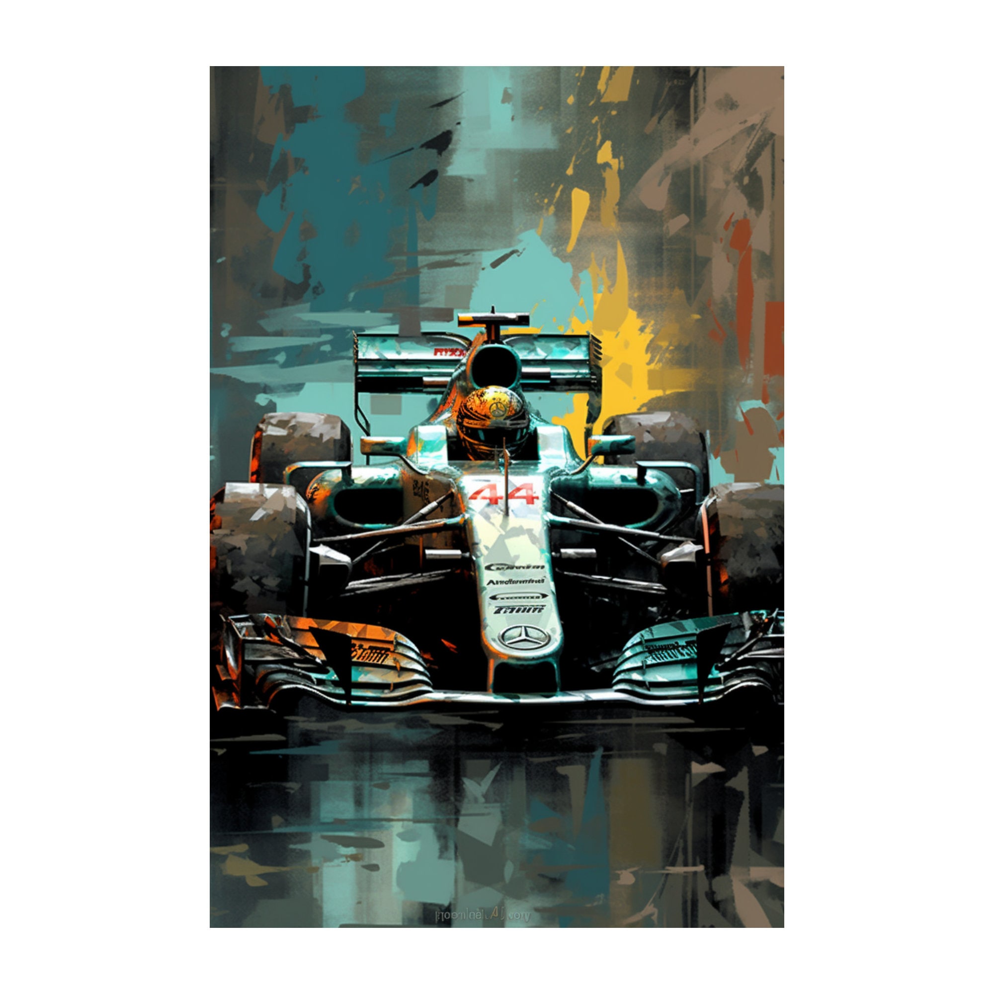 Affiche Lewis Hamilton Mercedes F1 – Décoration murale pour