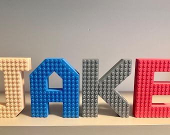 Custom LEGO-Style Brick Letters: Personalized Name Sign, Kids Room Decor