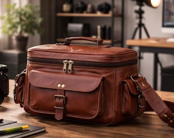 Personalized Leather Camera Bag for DSLR & Mirrorless Camera | Handmade Vintage Leather Camera Bag | Crossbody Photographer Messenger Gifts