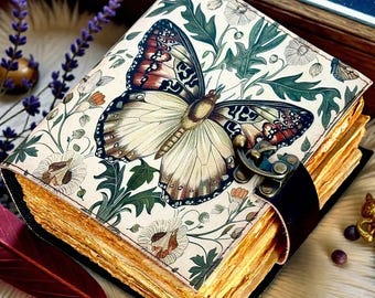 Butterfly Leather Journal | Handmade Refillable Notebook |Vintage Diary Deckle Edge Paper Writing |Sketch book Gift for Her | Birthday gifts