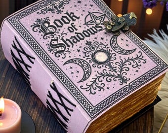 Book of Shadows Leather Journal, Handmade Grimoire 400 Pages, Witch Spell Book, Celestial Diary, Wiccan Pagan Ritual Notebook Gift
