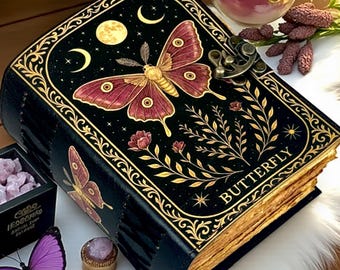 Butterfly Leather Journal, Handmade Refillable Notebook, Vintage Diary, Deckle Edge Paper, Writing Sketchbook, Gift for Her, Rustic Journal