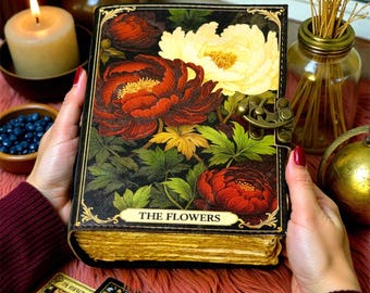 Floral Leather Journal Vintage Flower Embossed Notebook | Handmade Writing Diary Sketchbook & Book of Shadows | Gift for Her Writers Artists