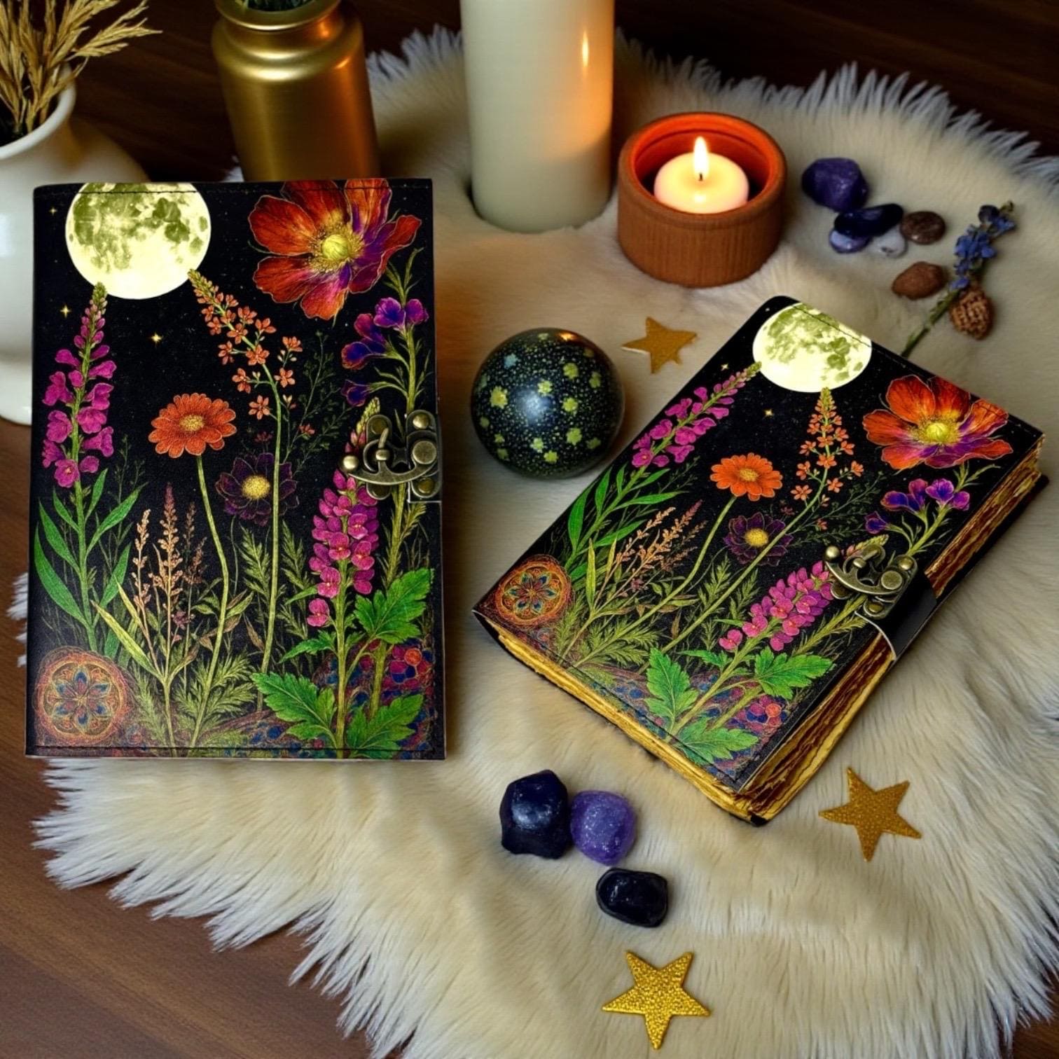 Floral Leather Journal – Vintage Flower Embossed Notebook | Handmade ...
