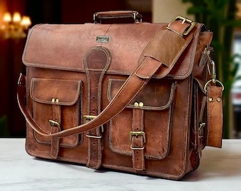 Leather Laptop Messenger Bag, Custom Personalized Briefcase for Men, Vintage Office Work Satchel, men Gift, Birthday Gift , Anniversary gift