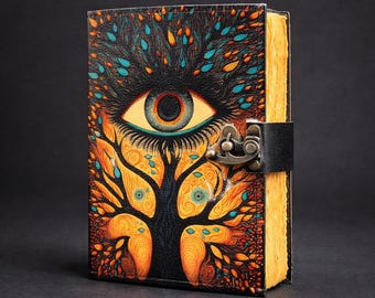 Mystic Eye Book of Shadows Journal, Wiccan Grimoire, Witchcraft Spell Book, Pagan Diary, Occult Notebook, Spiritual Journal with Lock, Magic