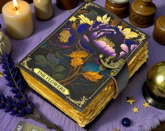 Floral Leather Journal Vintage Flower Embossed Notebook | Handmade Writing Diary Sketchbook & Book of Shadows | Gift for Her Writers Artists