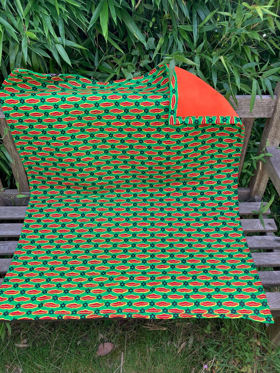 African Wax Print Baby Blanket: Rasta Red, Gold, Green Cotton Fleece - Etsy