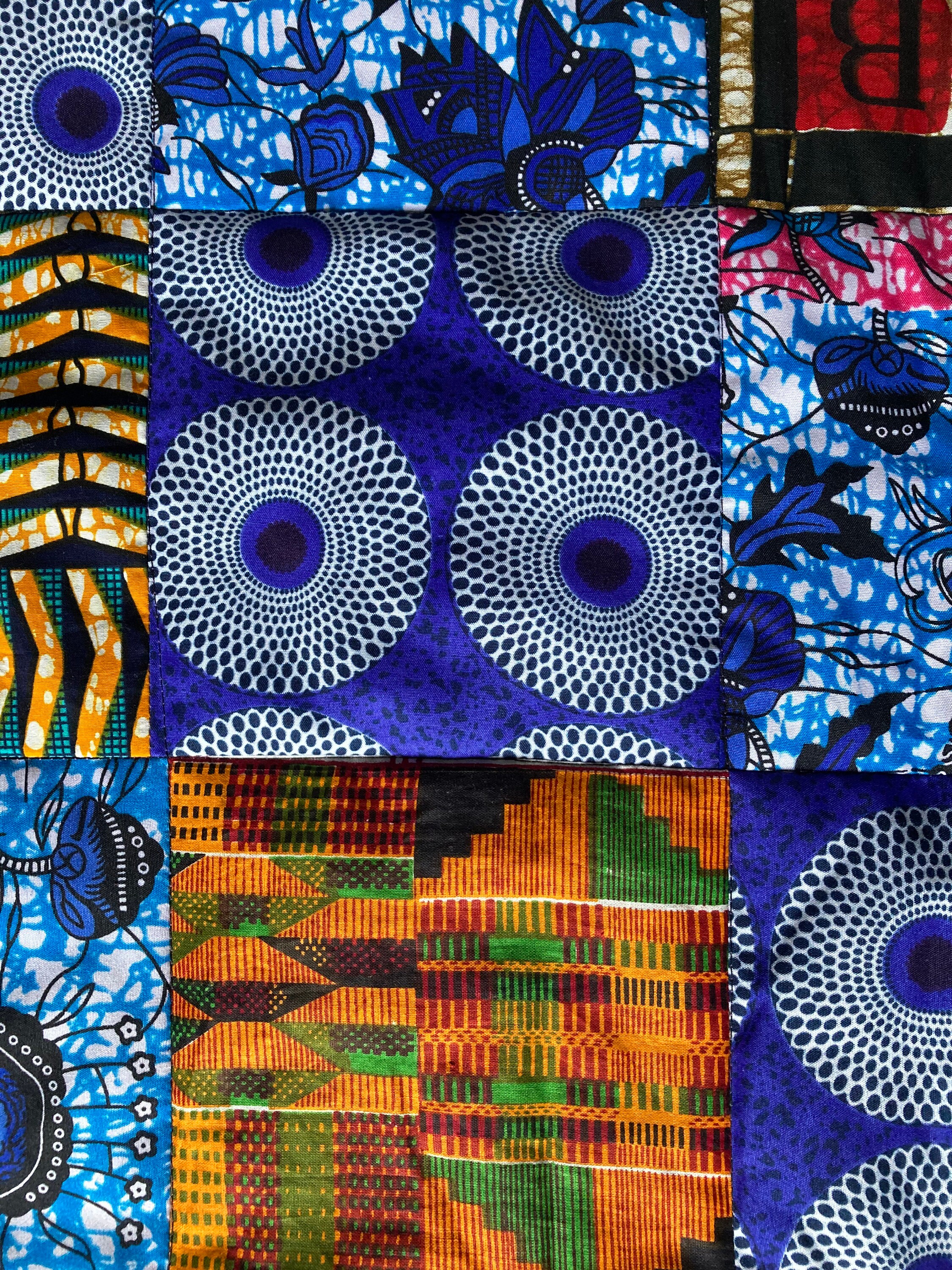 African Fabric Patchwork Quilt- Cot, Bed, Buggy , Play Mat, Lap Quilt ...