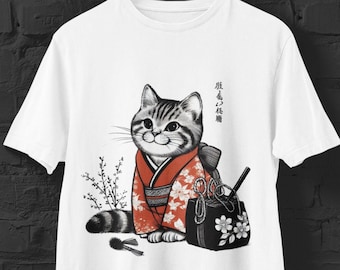 Kimono Cat / Japanese clothing / Anime t-shirt / Cat t-shirt / Kanji t-shirt / Japanese art / Anime cat / Neko Charm / Oriental Design