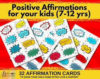 Affirmatiekaarten met stripthema voor kinderen: notities schoollunchbox (pdf-download)