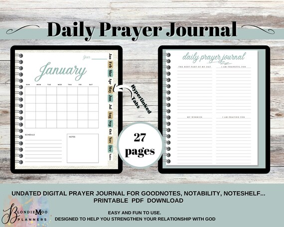 Digital Prayer Journal PDF: Christian Devotional with Tabs (Goodnotes & Printable)