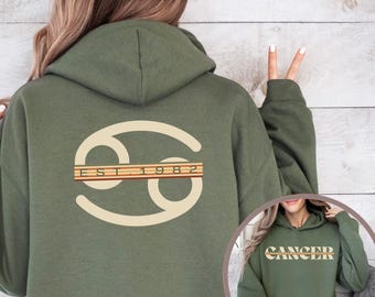 Cancer Zodiac Hoodie For Birthday Gift Cancer Sweatshirt Astrology Gifts Birth Year Sweatshirt Zodiac Birthday Present Idea For Women