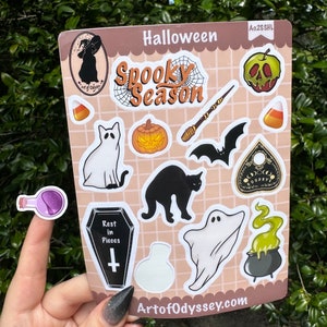 Cute Halloween Sticker Sheet, Autumn Sticker Sheet, Spooky Stickers, Planner Stickers, Dark Academia, Fall Stickers, Cozy Stickers, pumpkin