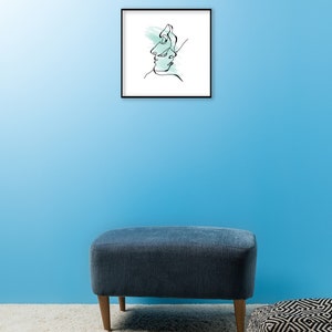 Blue Abstract Face Outline | Printable | Instant Digital Download