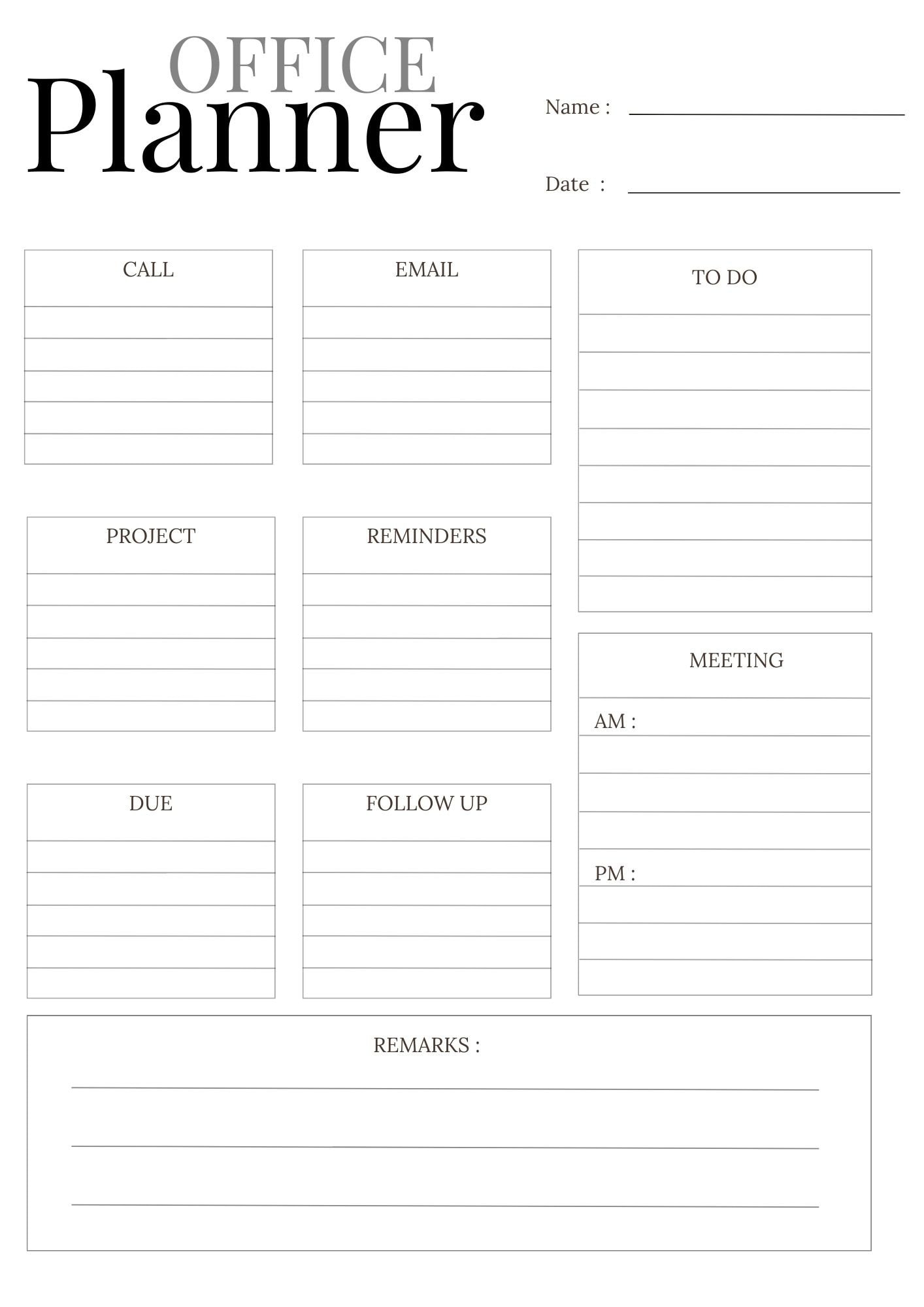 Office Organizer Printable Work Schedule Office Tasks Daily - Etsy